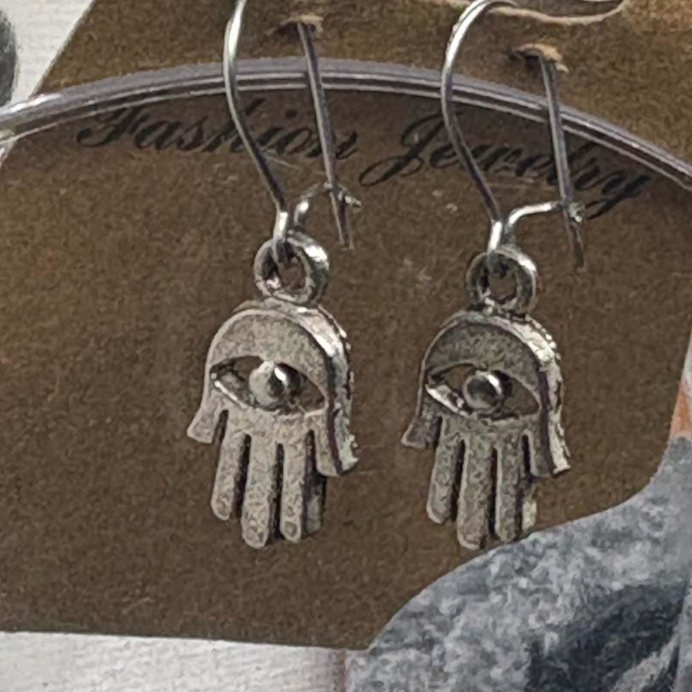 Silver Hamsa Hand Earrings